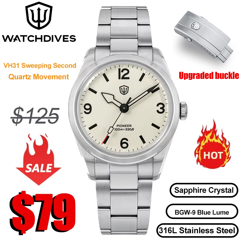 Vintage Watch Crystal - Watchdives WD1960S V2 Watch VH31 Sweep