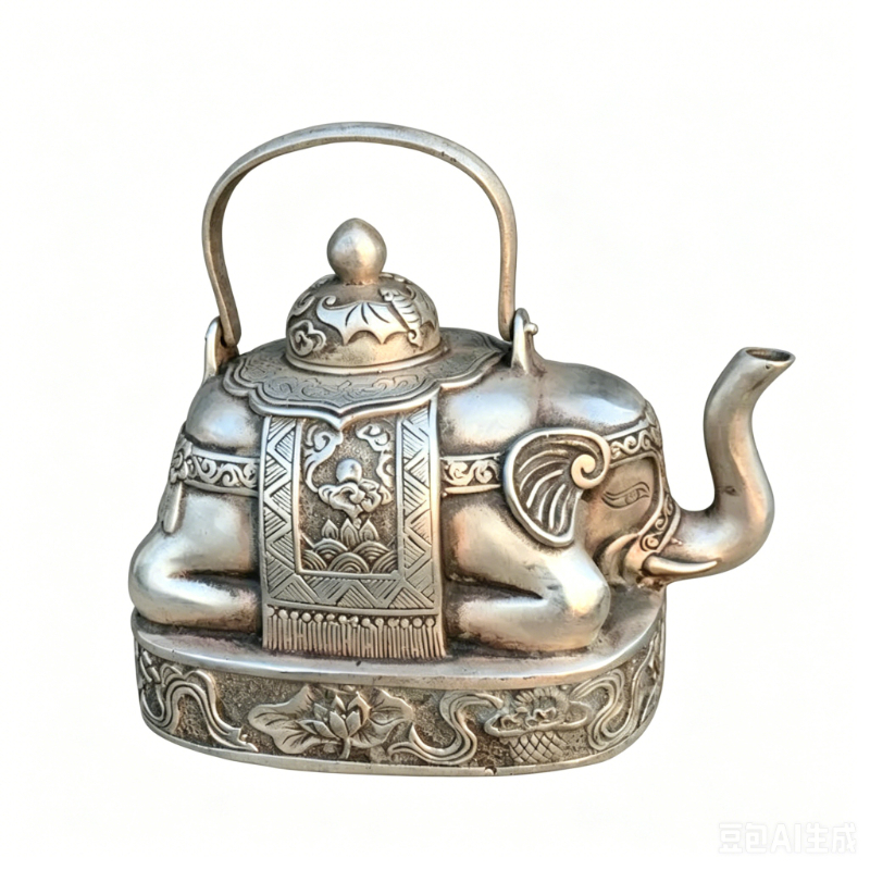Collectible Vintage Wine - Antique Carved Elephant Statues Teapots Table