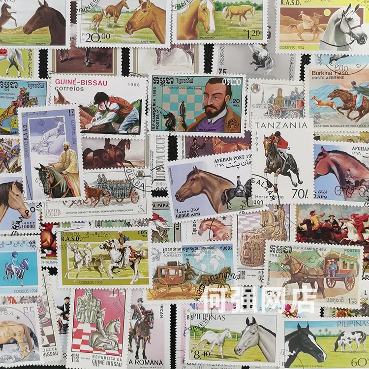 100 Different Horse Stamps Non - огляд і ціна Collectible Vintage Postage Stamps