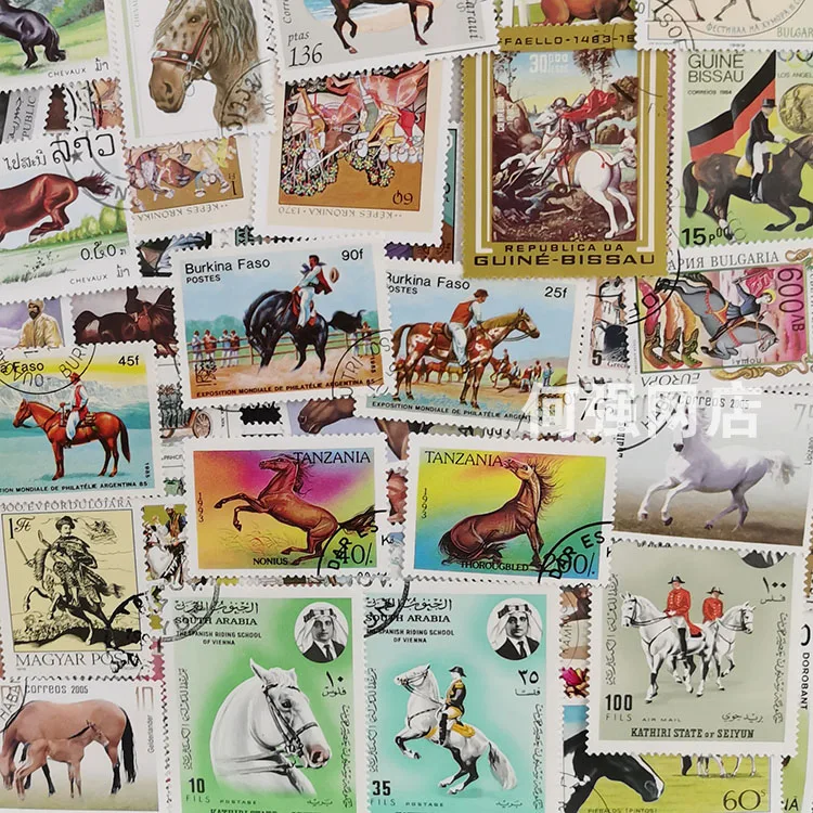 100 Different Horse Stamps Non - огляд і ціна Collectible Vintage Postage Stamps