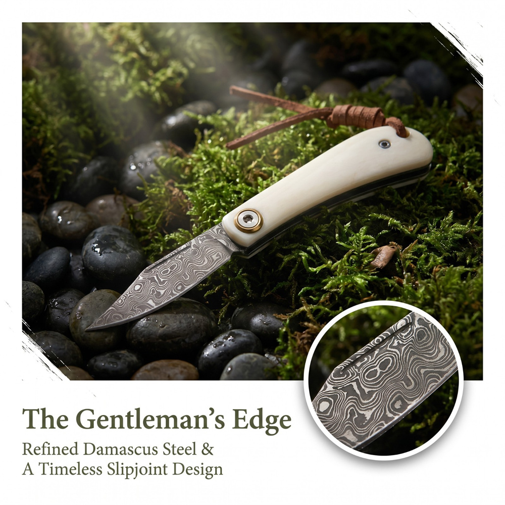 Compact Vintage Damascus Foldi - огляд і ціна Vintage Collectible Pocket Knives
