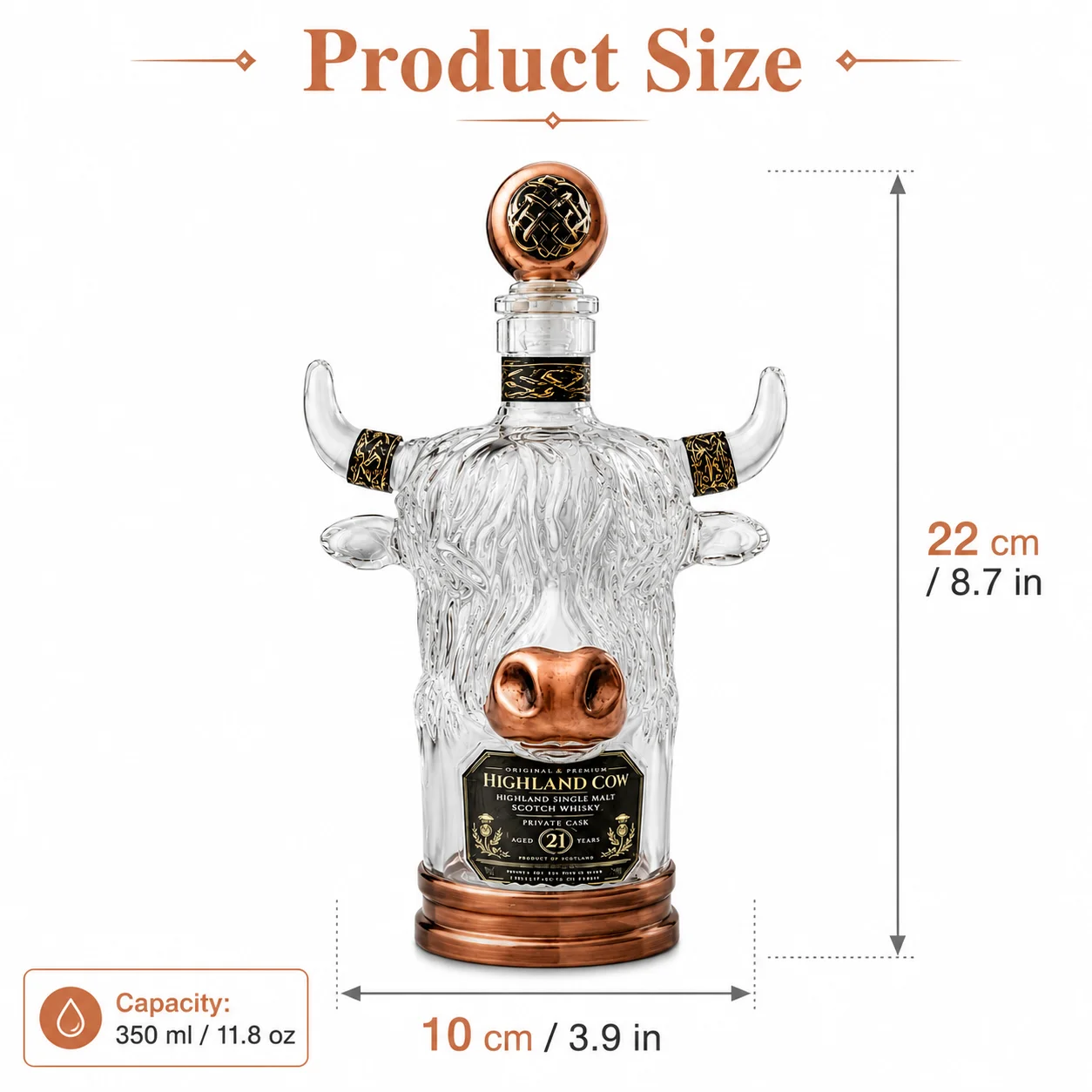Novelty Highland Cow Glass Whi - огляд і ціна Vintage Collectible Liquor Bottles