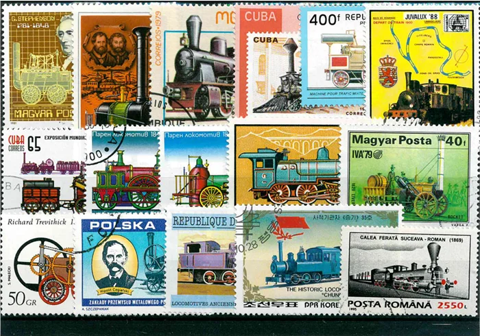 50Pcs/Lot Vintage Old Train St - огляд і ціна Collectible Vintage Postage Stamps